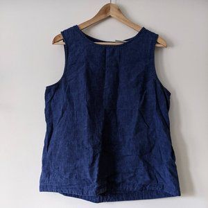 Elk Brand 100% Linen Blue Tank Top